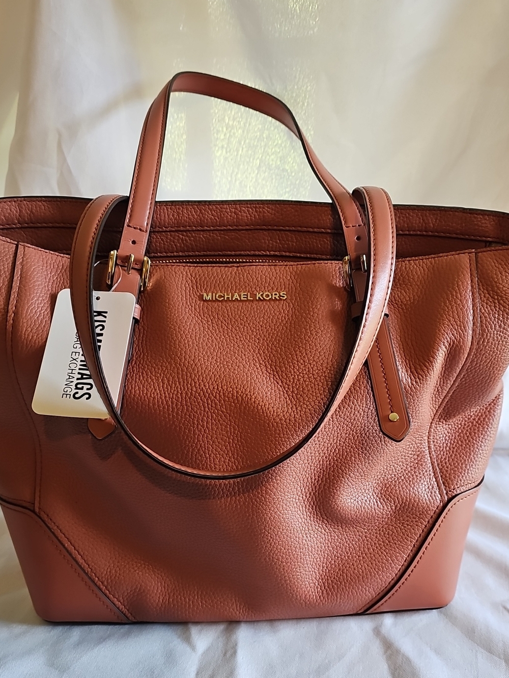 Michael Kors Rust Leather Tote with Gold Hardware